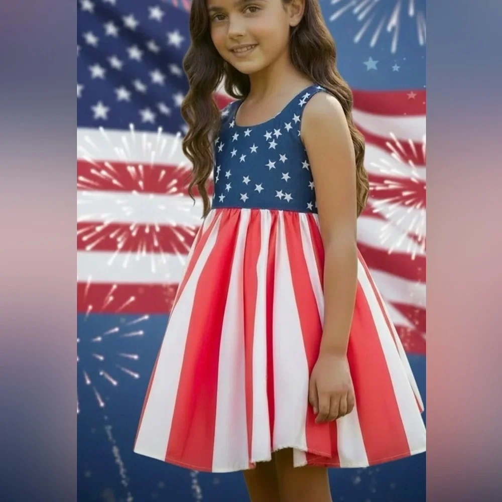 COTTON KIDS - Girls Patriotic fit and flare Dress NWT